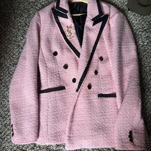 Elegant Pink Double-Breasted Women's Jacket